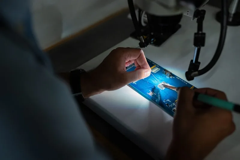 Certified appliance technician performing high-precision diagnostics